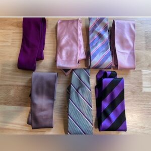 Lot Of 7 Tie Purple & Pink Multicolor Striped Handmade Silk Mixed Brands